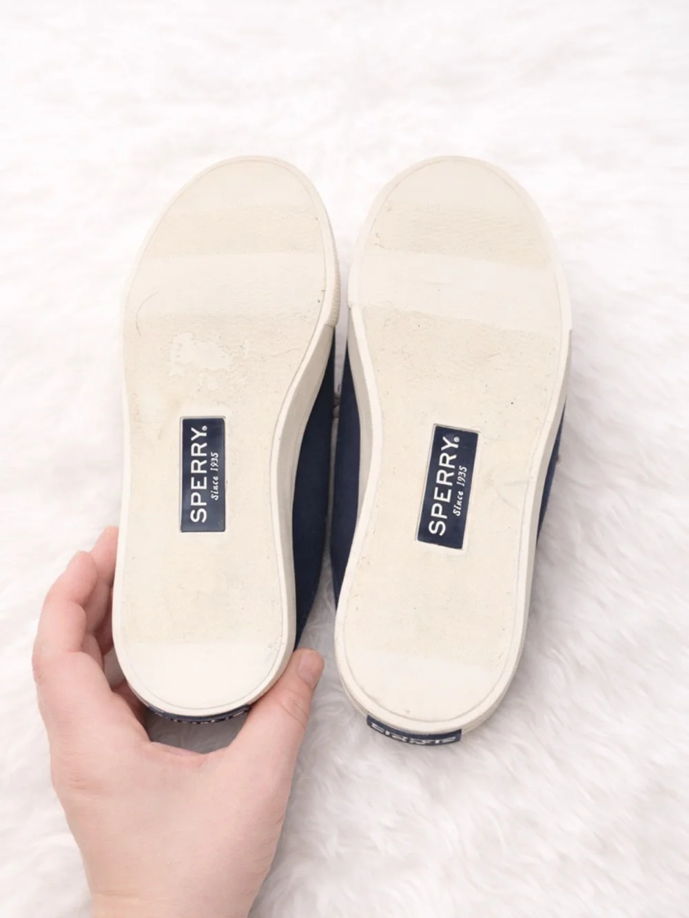 Sperry Top-Sider Navy Canvas Sneakers Floral Heel Women’s Size 6 - Picture 4 of 4